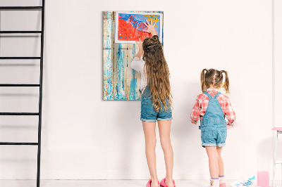 Magnetic board with marker Aged wood