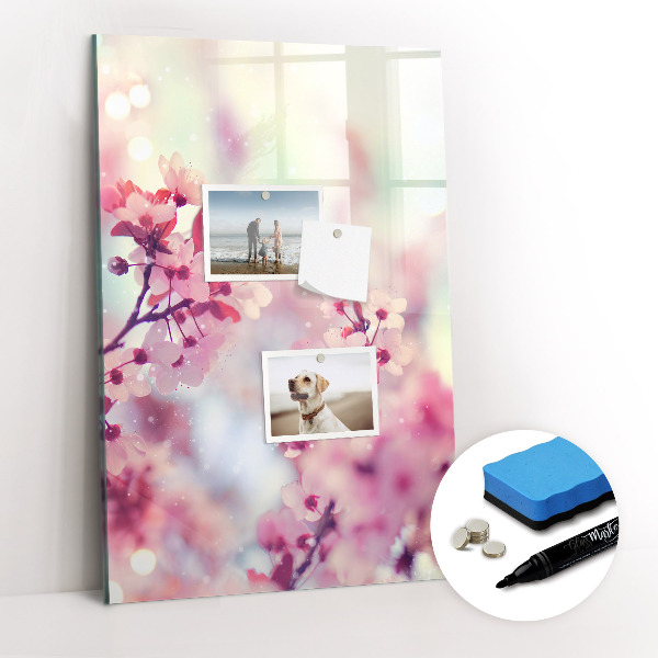 Magnetic board for writing Spring flowers