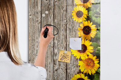 Magnetic board with marker Wood sunflowers