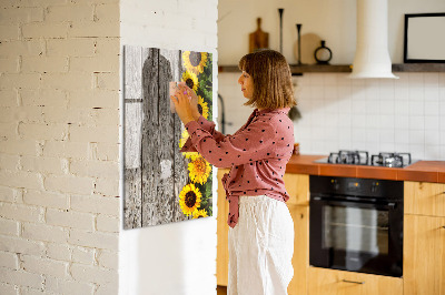 Magnetic board with marker Wood sunflowers