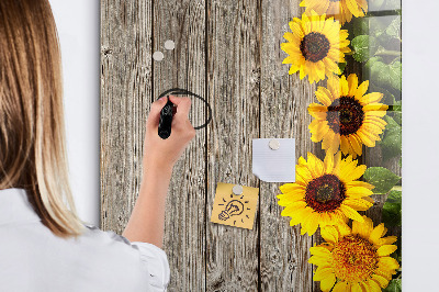 Magnetic board with marker Wood sunflowers