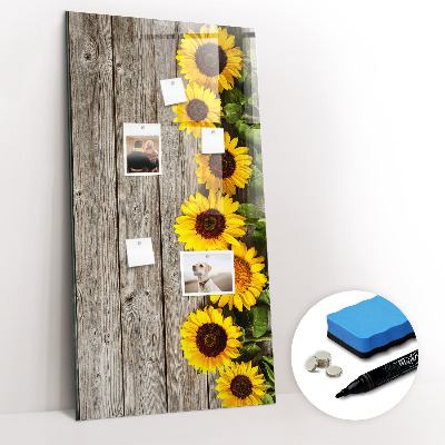 Magnetic board with marker Wood sunflowers