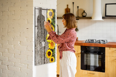 Magnetic board with marker Wood sunflowers