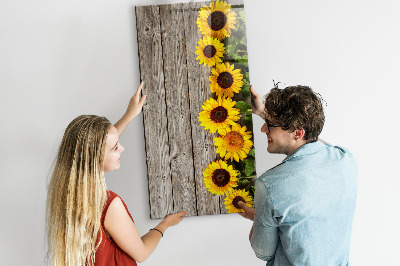 Magnetic board with marker Wood sunflowers