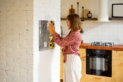 Magnetic board with marker Wood sunflowers