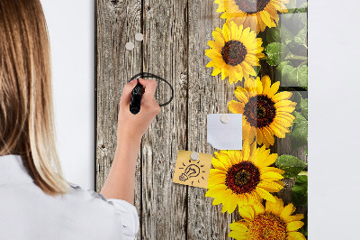 Dry erase magnetic board Wood sunflowers