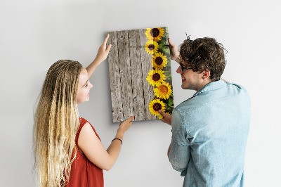 Magnetic board with marker Wood sunflowers