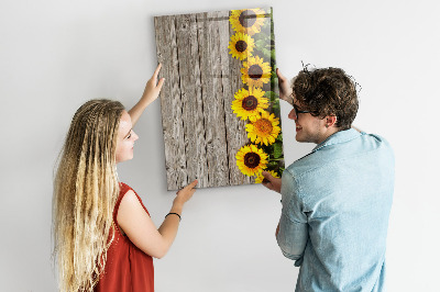 Magnetic board with marker Wood sunflowers