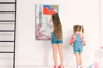 Dry erase board magnetic Flowers on wood