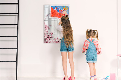 Dry erase board magnetic Flowers on wood