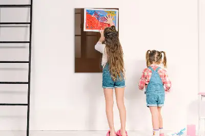 Magnetic glass dry erase board in brown