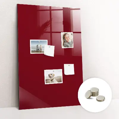 Magnetic glass dry erase board in burgundy