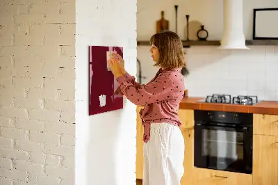 Magnetic glass dry erase board in burgundy