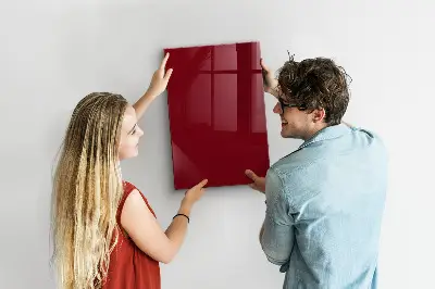 Magnetic glass dry erase board in burgundy