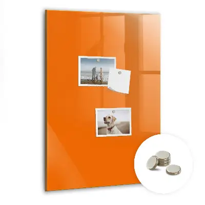 Magnetic glass dry erase board in orange