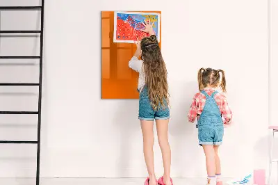 Magnetic glass dry erase board in orange