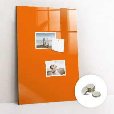 Magnetic glass dry erase board in orange