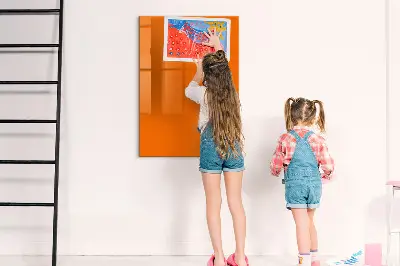 Magnetic glass dry erase board in orange