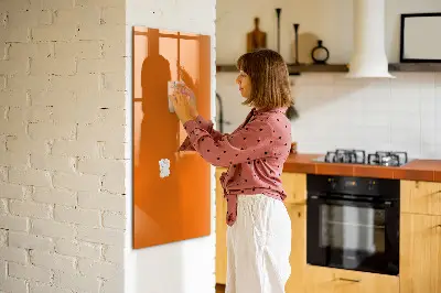 Magnetic glass dry erase board in orange