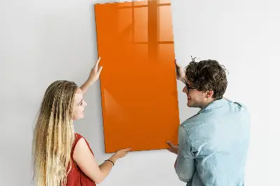 Magnetic glass dry erase board in orange