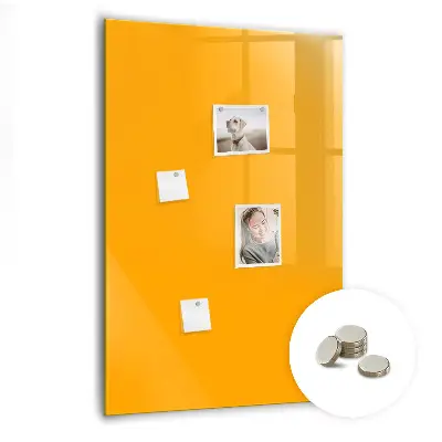 Magnetic glass dry erase board in golden yellow