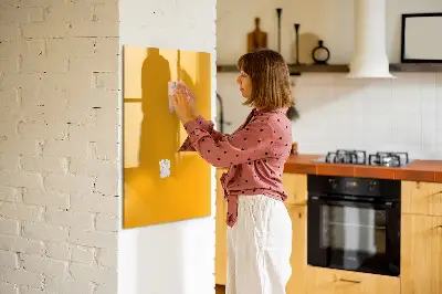 Magnetic glass dry erase board in golden yellow