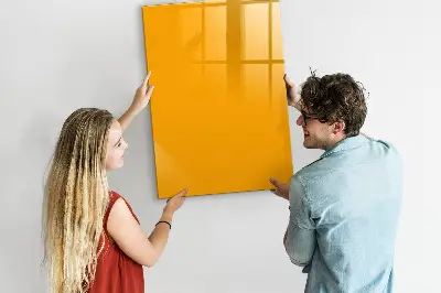 Magnetic glass dry erase board in golden yellow