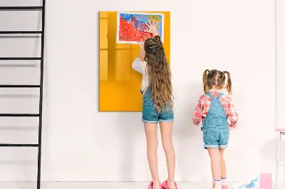 Magnetic glass dry erase board in golden yellow