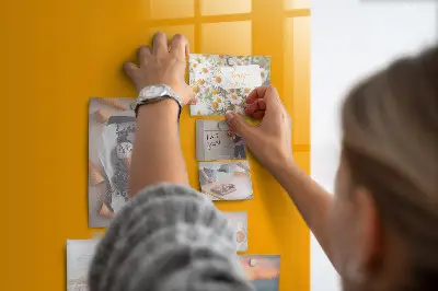 Magnetic glass dry erase board in golden yellow