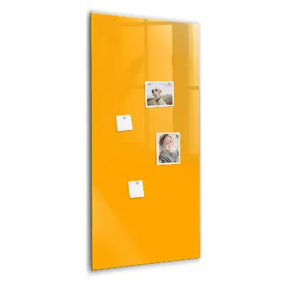 Magnetic glass dry erase board in golden yellow