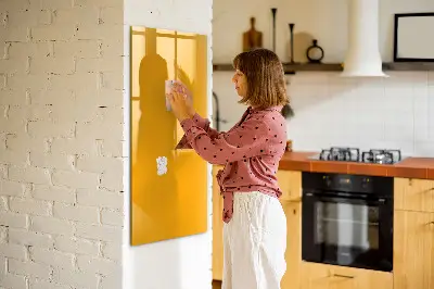 Magnetic glass dry erase board in golden yellow