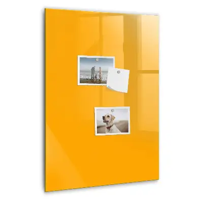Magnetic glass dry erase board in golden yellow
