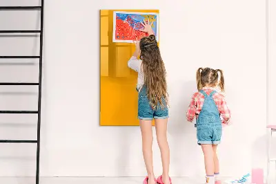 Magnetic glass dry erase board in golden yellow