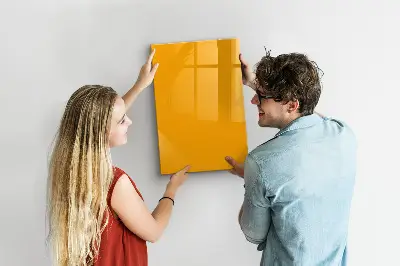 Magnetic glass dry erase board in golden yellow
