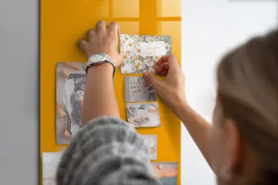 Magnetic glass dry erase board in golden yellow