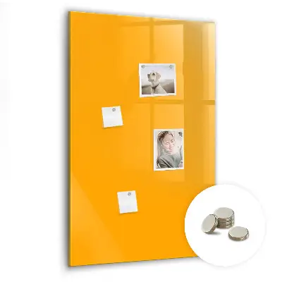 Magnetic glass dry erase board in golden yellow