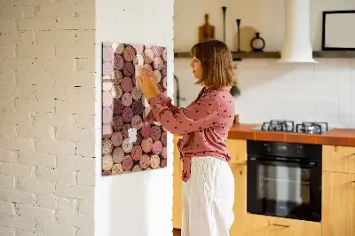 Magnetic glass dry erase board with wine corks design