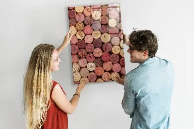 Magnetic glass dry erase board with wine corks design