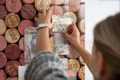 Magnetic glass dry erase board with wine corks design