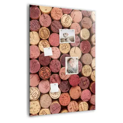 Magnetic glass dry erase board with wine corks design