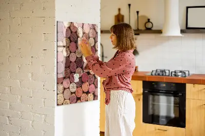 Magnetic glass dry erase board with wine corks design