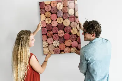 Magnetic glass dry erase board with wine corks design