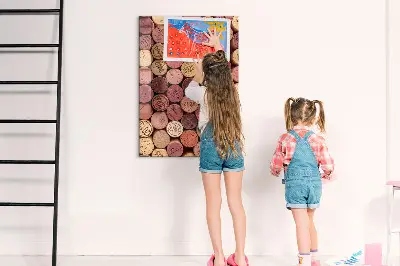 Magnetic glass dry erase board with wine corks design