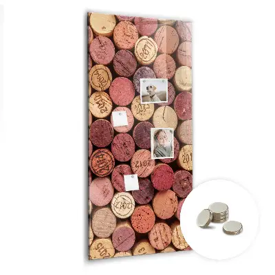 Magnetic glass dry erase board with wine corks design