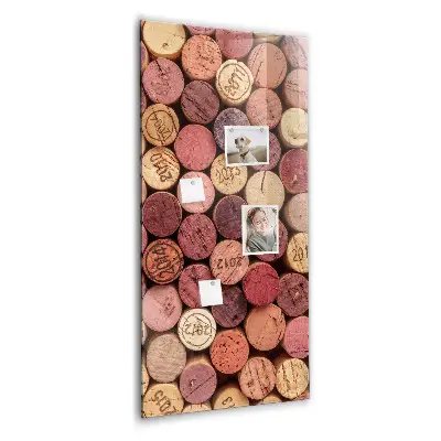 Magnetic glass dry erase board with wine corks design