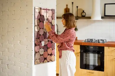 Magnetic glass dry erase board with wine corks design