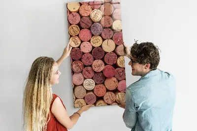 Magnetic glass dry erase board with wine corks design
