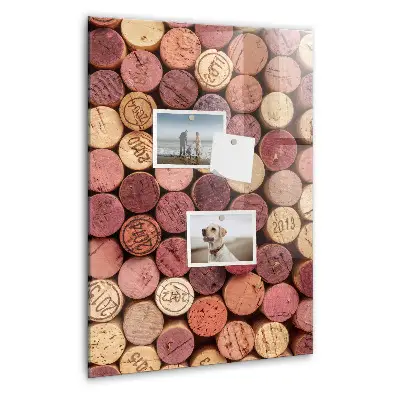 Magnetic glass dry erase board with wine corks design