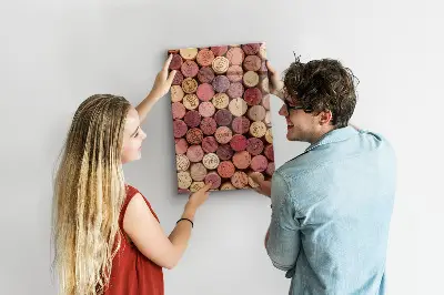 Magnetic glass dry erase board with wine corks design