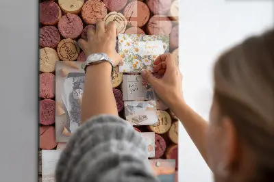 Magnetic glass dry erase board with wine corks design